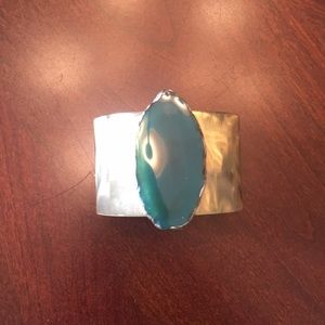 Turquoise and gold plated cuff bracelet